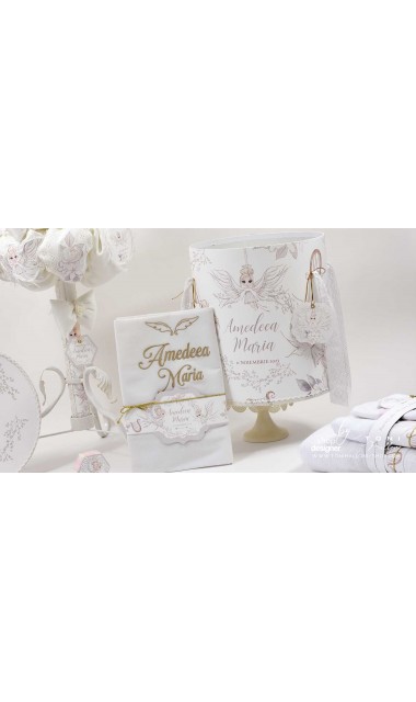Trusou botez alb cu ingeri ideal pentru iarna Ingerul alb 11